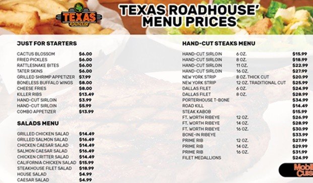 Texas Roadhouse Menu With Prices